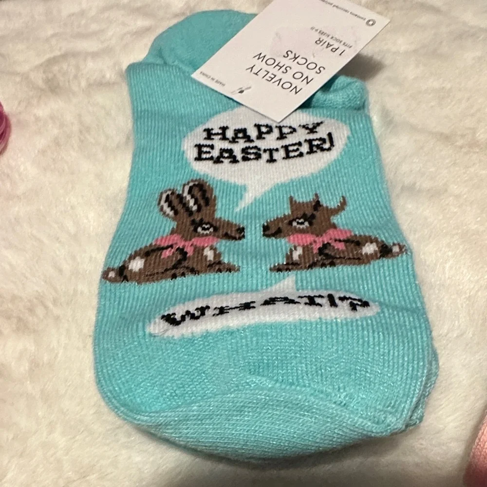 Women's Pink and Blue Novelty Socks Size 9-11